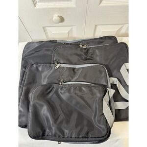 Set of 3 Black Packing Cubes Travel Organizer Bags with Handles & Double Zippers